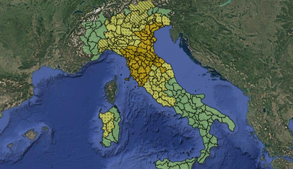 Allerta temporali, otto regioni tra arancione e gialla