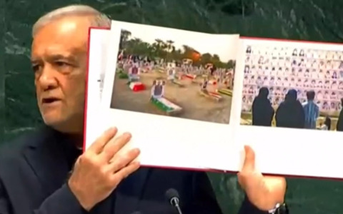 Il Presidente iraniano all’Onu mostra le foto dei bambini morti nei raid Usa
